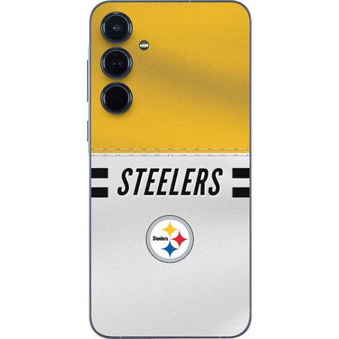 NFL Pittsburgh Steelers White Striped Galaxy A36 5G Skin